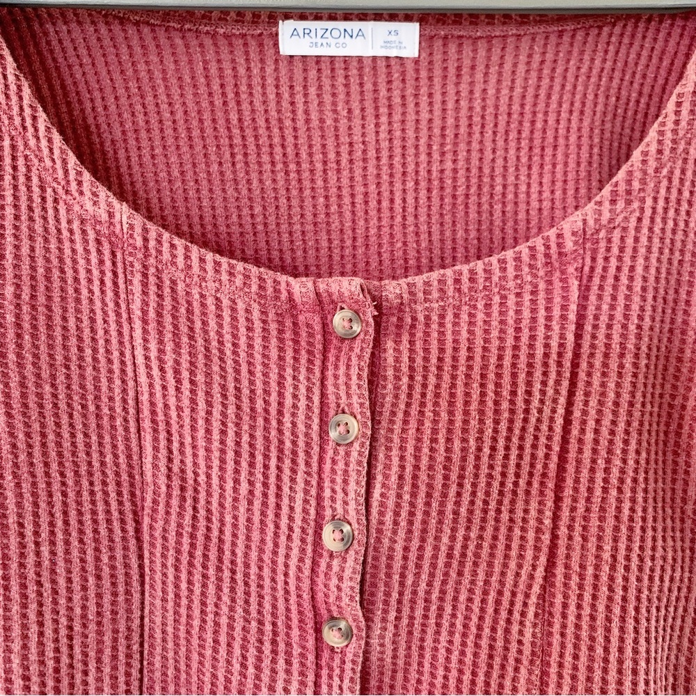 ARIZONA Long Sleeve Button Down Sexy Scoop Neck Knit Top In French Caber… - Picture 4 of 7